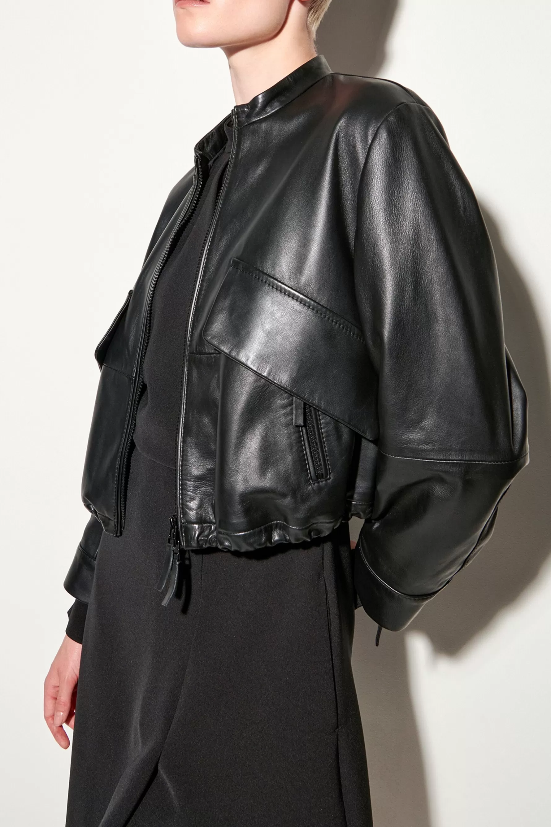 Jacken & Mäntel-LUISA CERANO Blouson Aus Lammnappa-Leder deep black