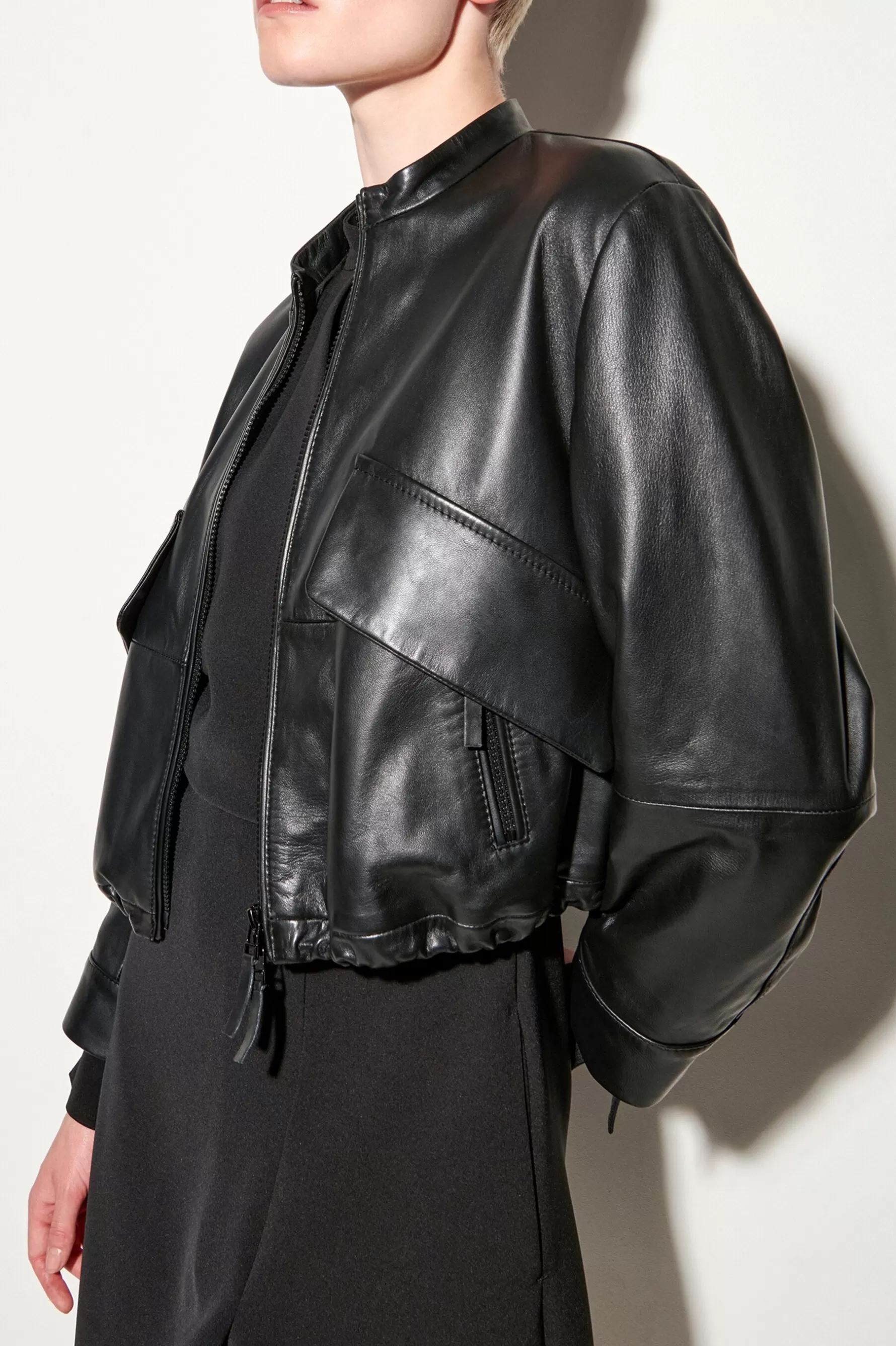 Jacken & Mäntel-LUISA CERANO Blouson Aus Lammnappa-Leder deep black