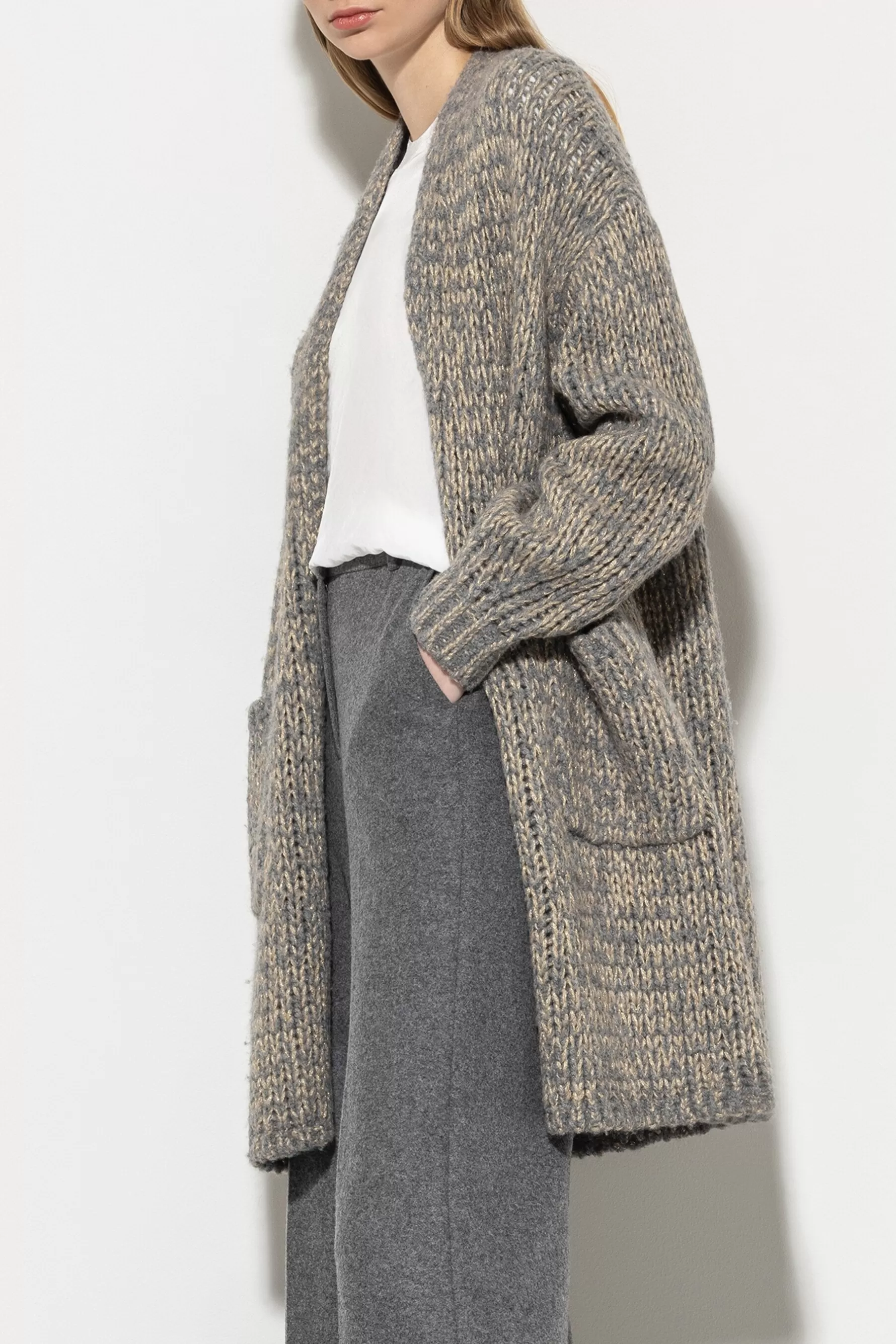 Strick-LUISA CERANO Bouclé-Longcardigan heather grey