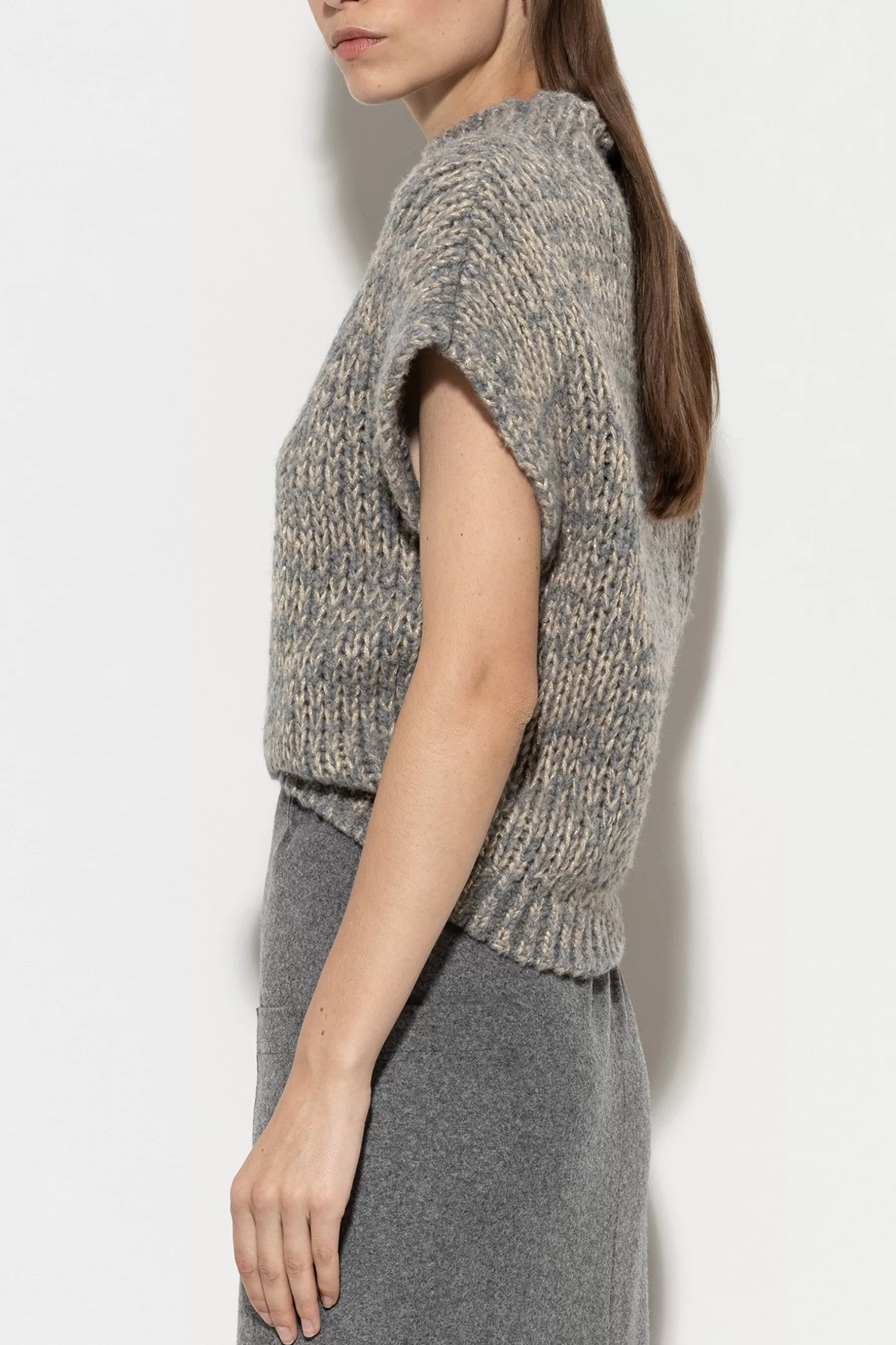 Strick-LUISA CERANO Bouclé-Pullunder heather grey