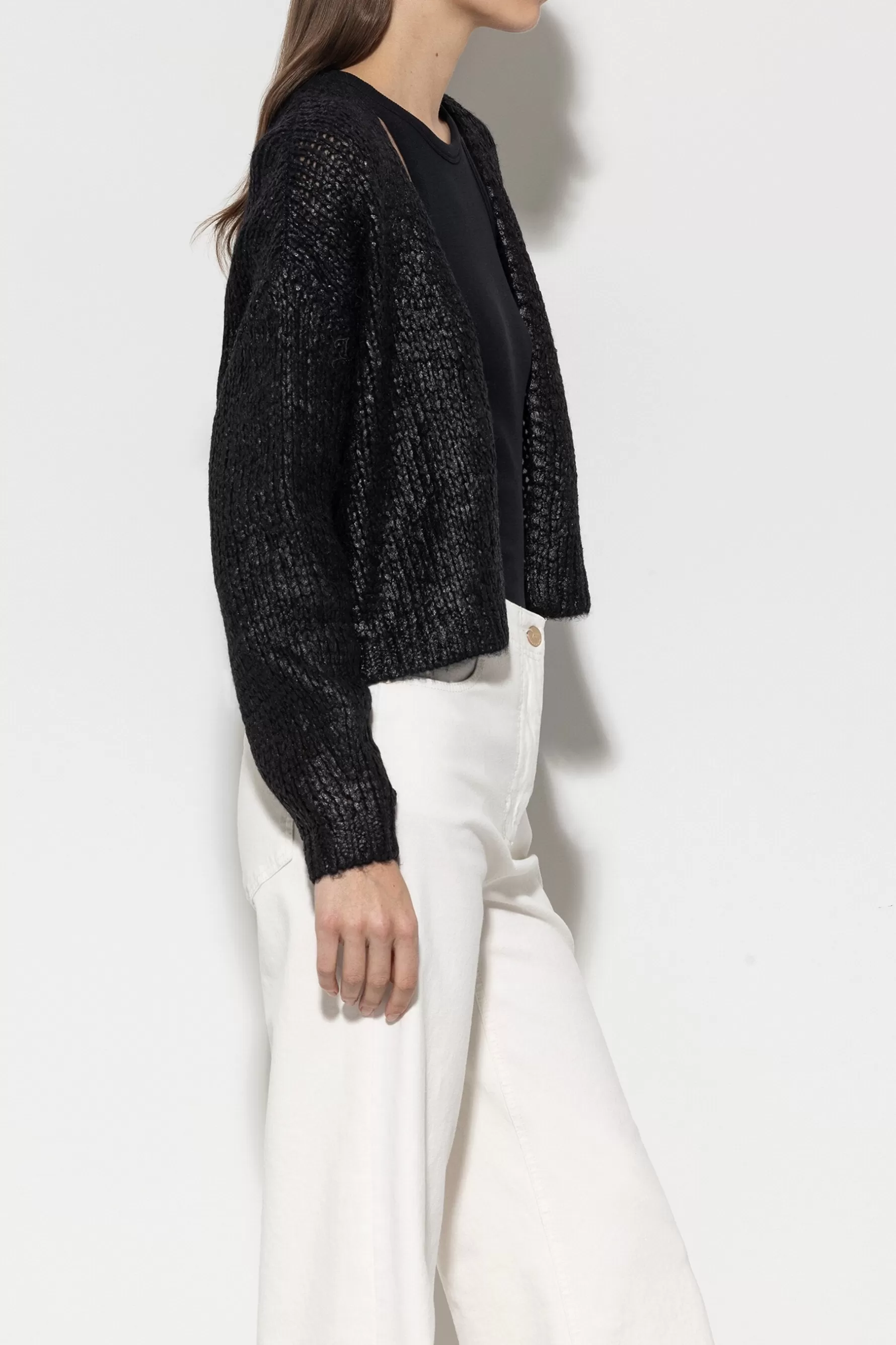 Strick-LUISA CERANO Cardigan Aus Alpaka-Mix black