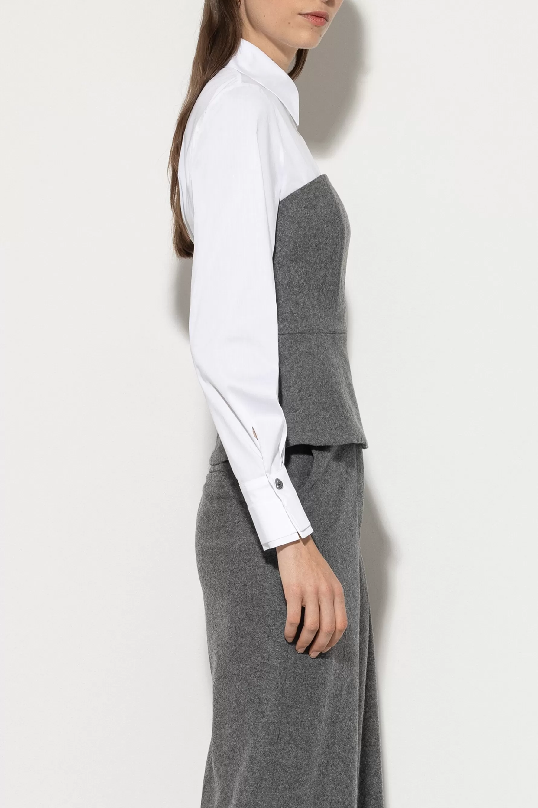 Sets | Shirts & Tops-LUISA CERANO Flanell-Corsage dark grey melange