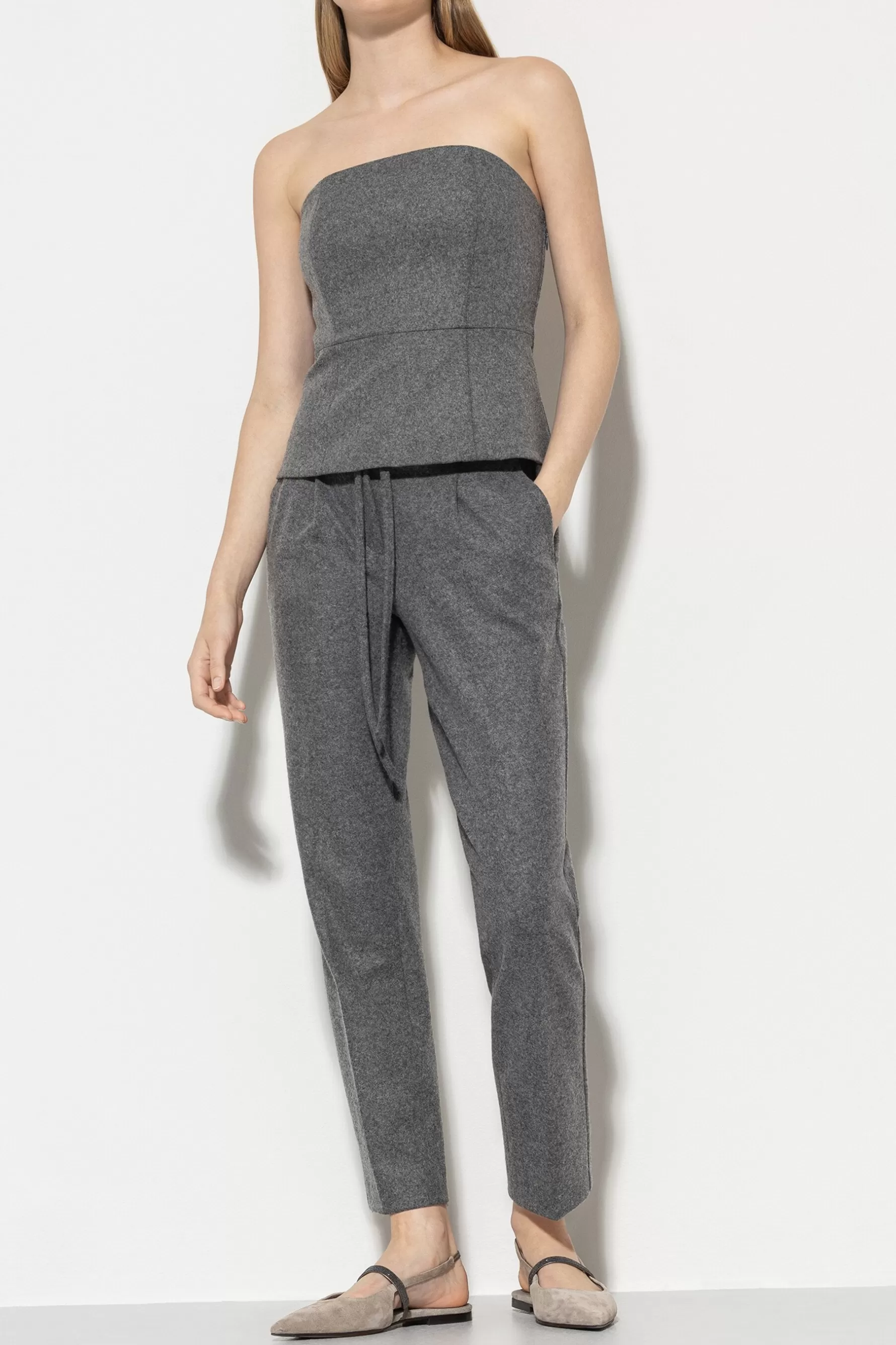 Sets | Hosen-LUISA CERANO Flanell-Joggpants dark grey melange