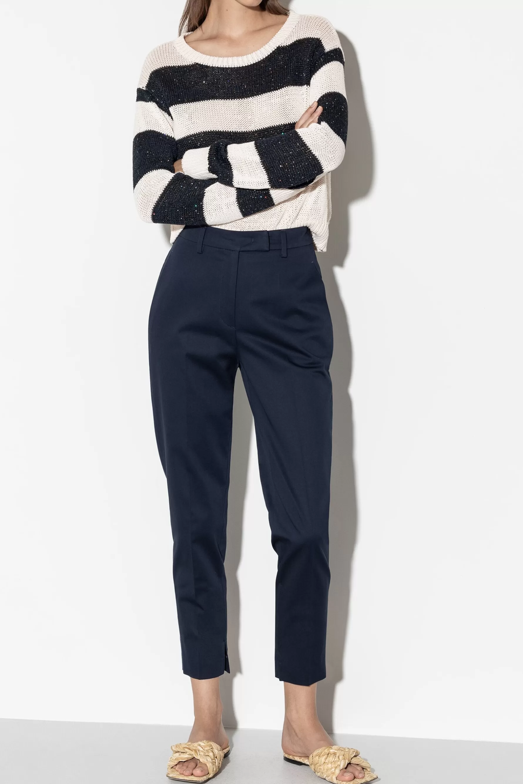 Hosen-LUISA CERANO Gabardine-Tapered-Pants dark navy