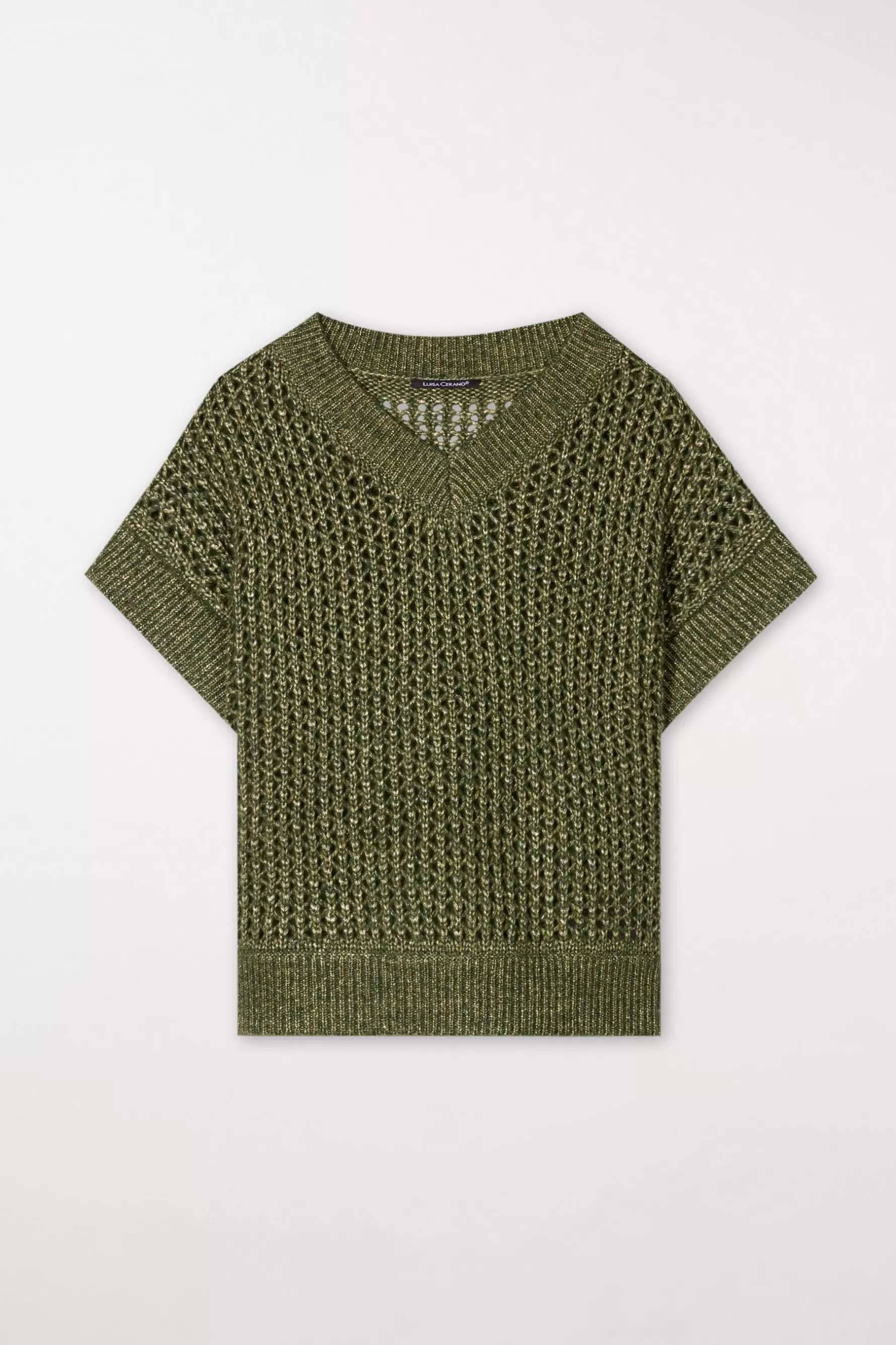 Strick-LUISA CERANO Pullover In Ajour-Optik moss green