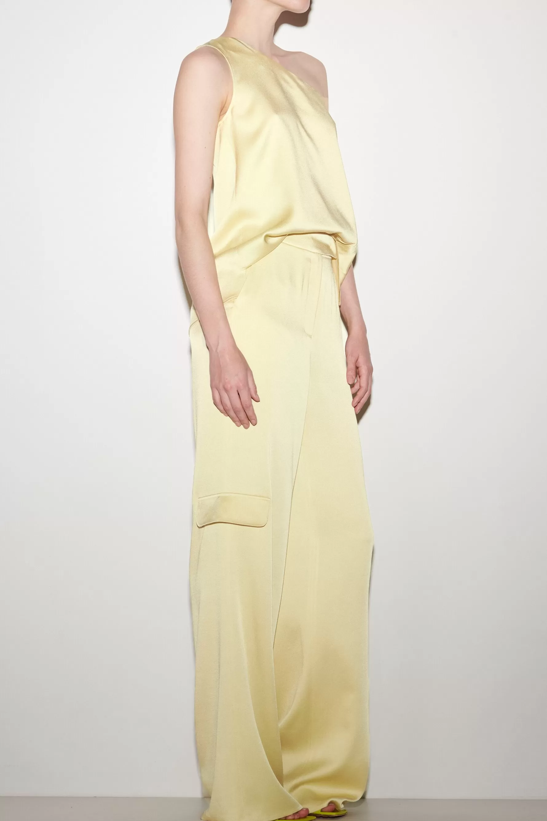 Blusen-LUISA CERANO Satin-Off-Shoulder-Top pale citron