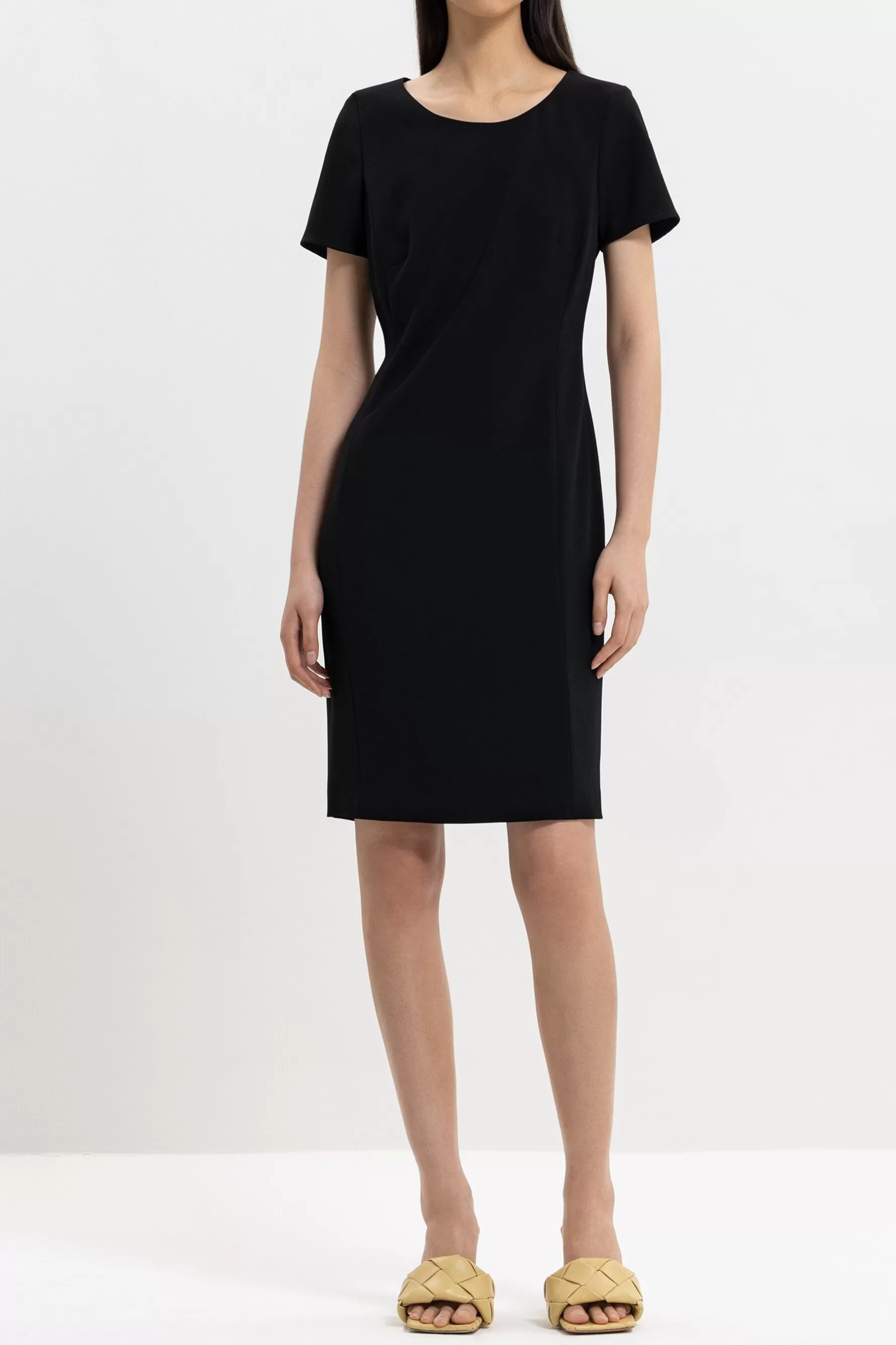 Business Studio-LUISA CERANO Shiftdress Aus Techno Sablé black