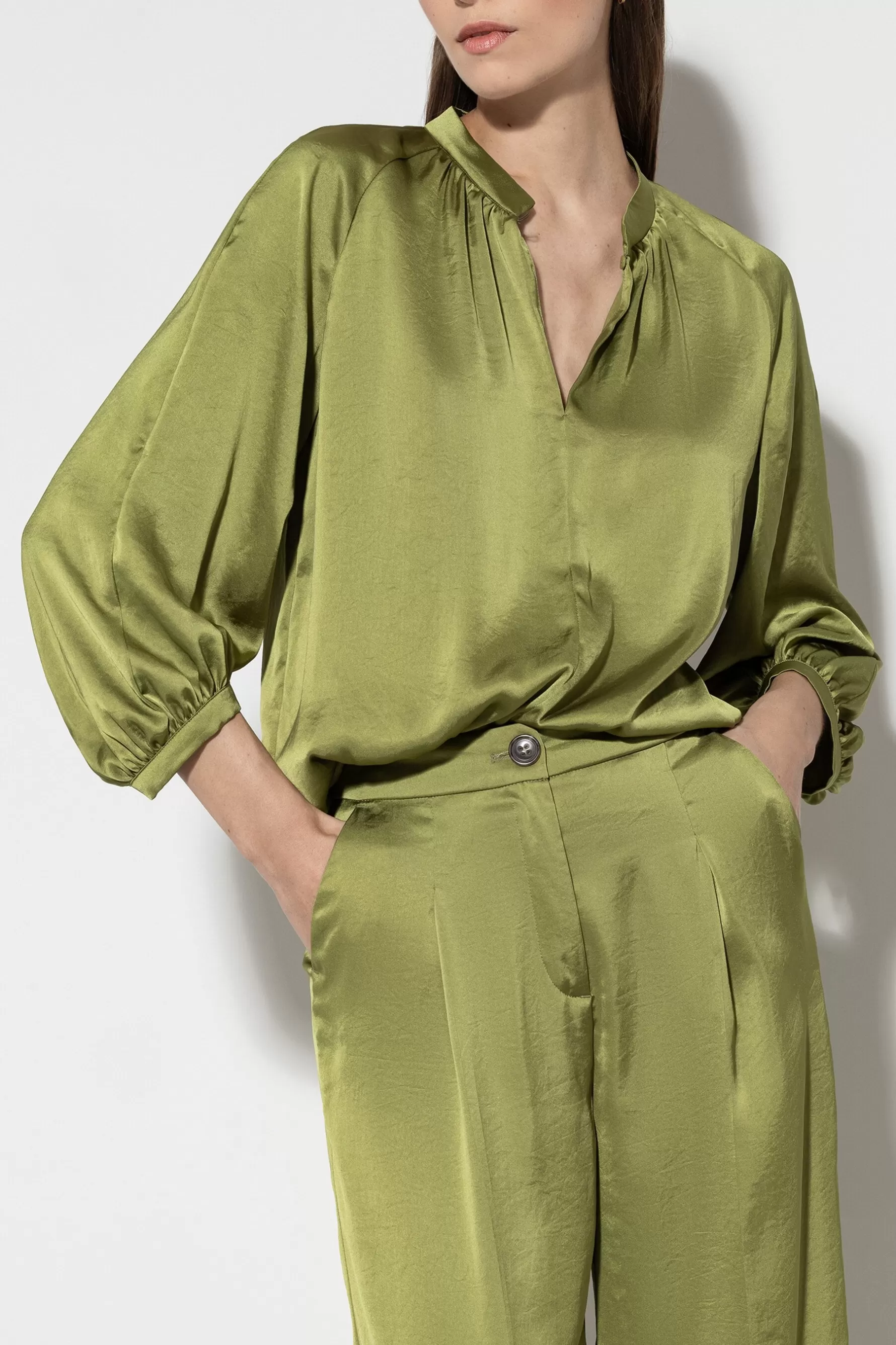 Blusen-LUISA CERANO Stehkragenbluse Mit 3/4-Arm