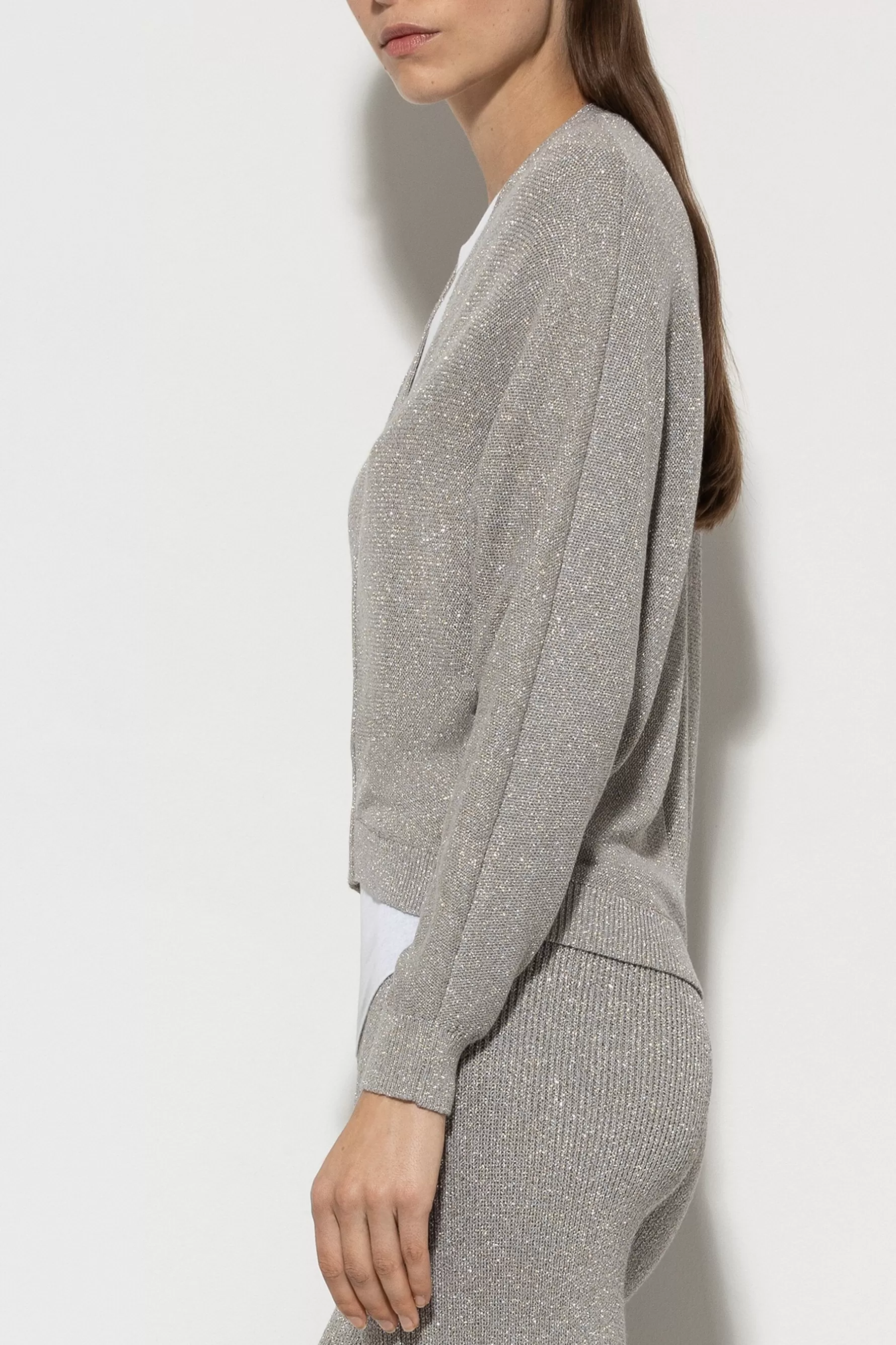 Sets | Strick-LUISA CERANO Strickblouson Mit Zipdetail heather grey