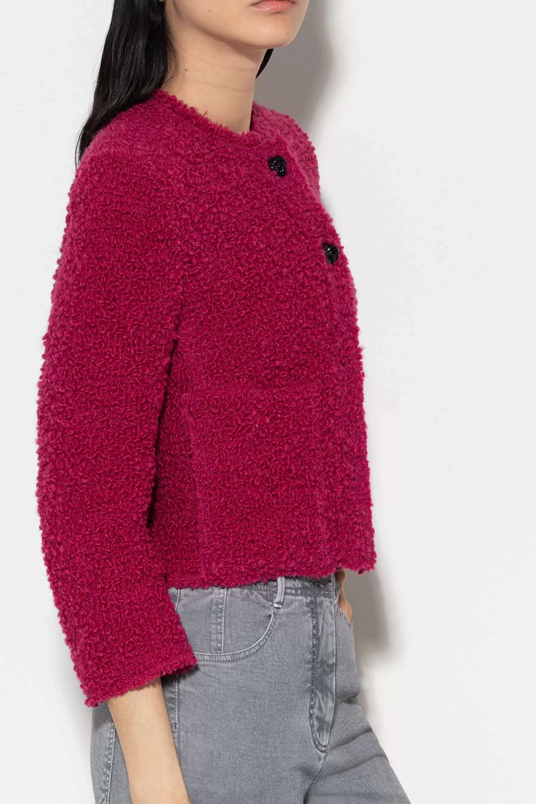 Jacken & Mäntel-LUISA CERANO Tweedjacke Aus Bouclé-Wolle berry pink