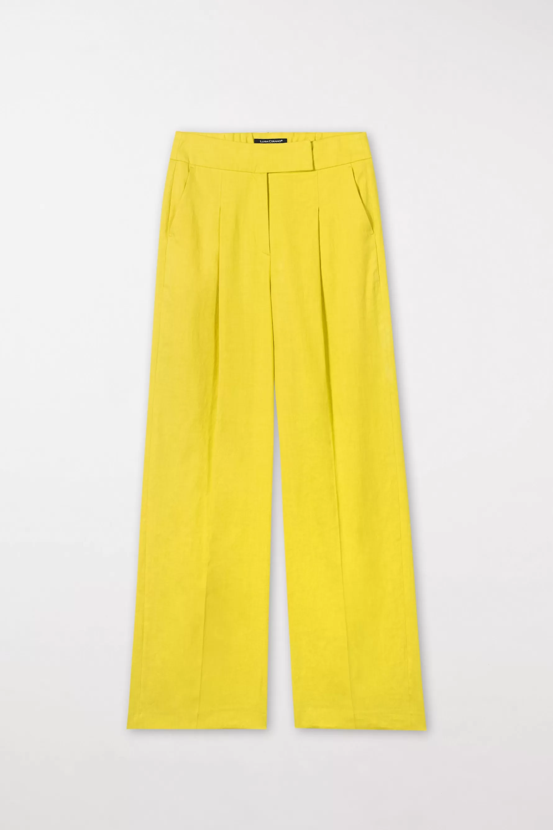 Hosen-LUISA CERANO Wideleg-Pants Aus Leinen-Mix lemon